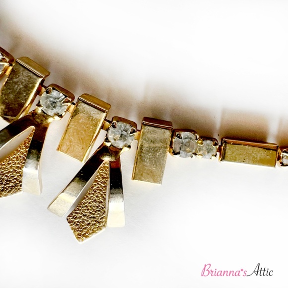 Vintage gold plated necklace with earrings, preowned, crystal embedded - Picture 9 of 10